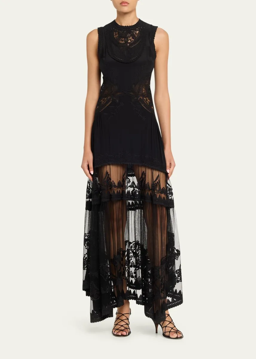 Ulla Johnson Floral Lace Silk Crepe De Chine Gown | Thumbnail 2 Ulla Johnson Floral Lace Silk Crepe De Chine Gown | Thumbnail 2