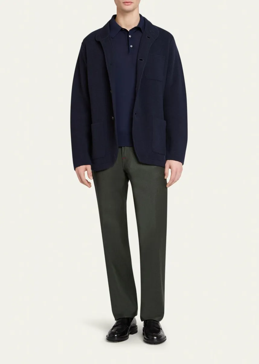 Kiton Men's Punto Cashmere Knit Band-Collar Jacket | Thumbnail 2 Kiton Men's Punto Cashmere Knit Band-Collar Jacket | Thumbnail 2
