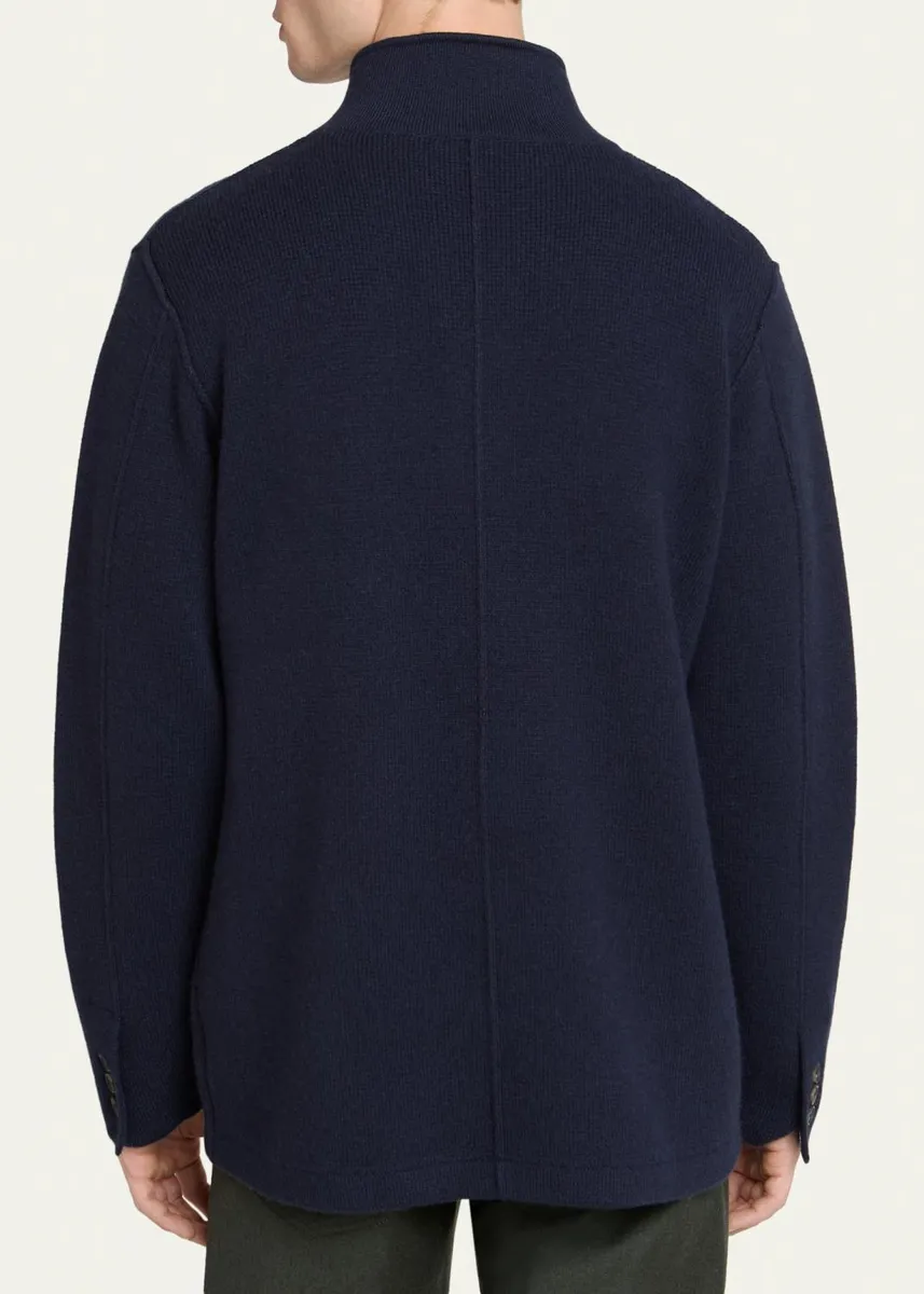 Kiton Men's Punto Cashmere Knit Band-Collar Jacket | Thumbnail 3 Kiton Men's Punto Cashmere Knit Band-Collar Jacket | Thumbnail 3