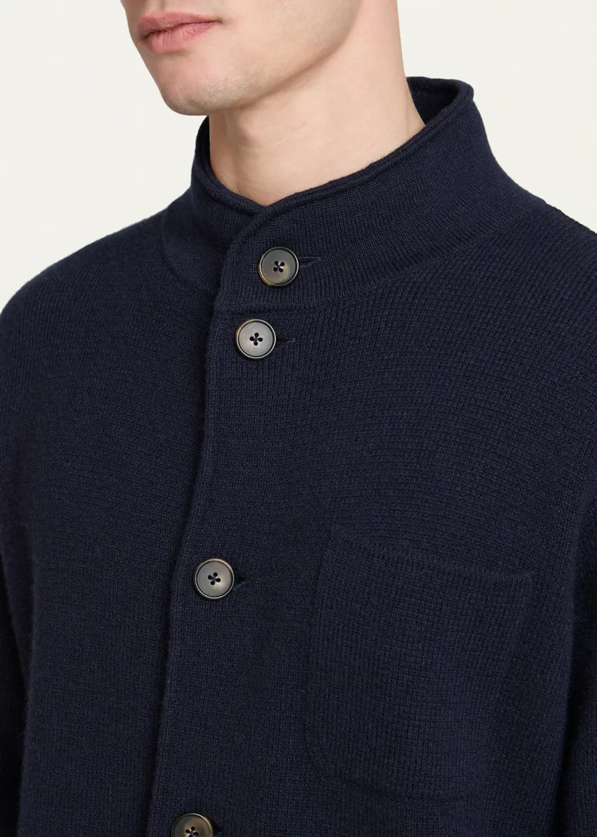 Kiton Men's Punto Cashmere Knit Band-Collar Jacket | Thumbnail 5 Kiton Men's Punto Cashmere Knit Band-Collar Jacket | Thumbnail 5