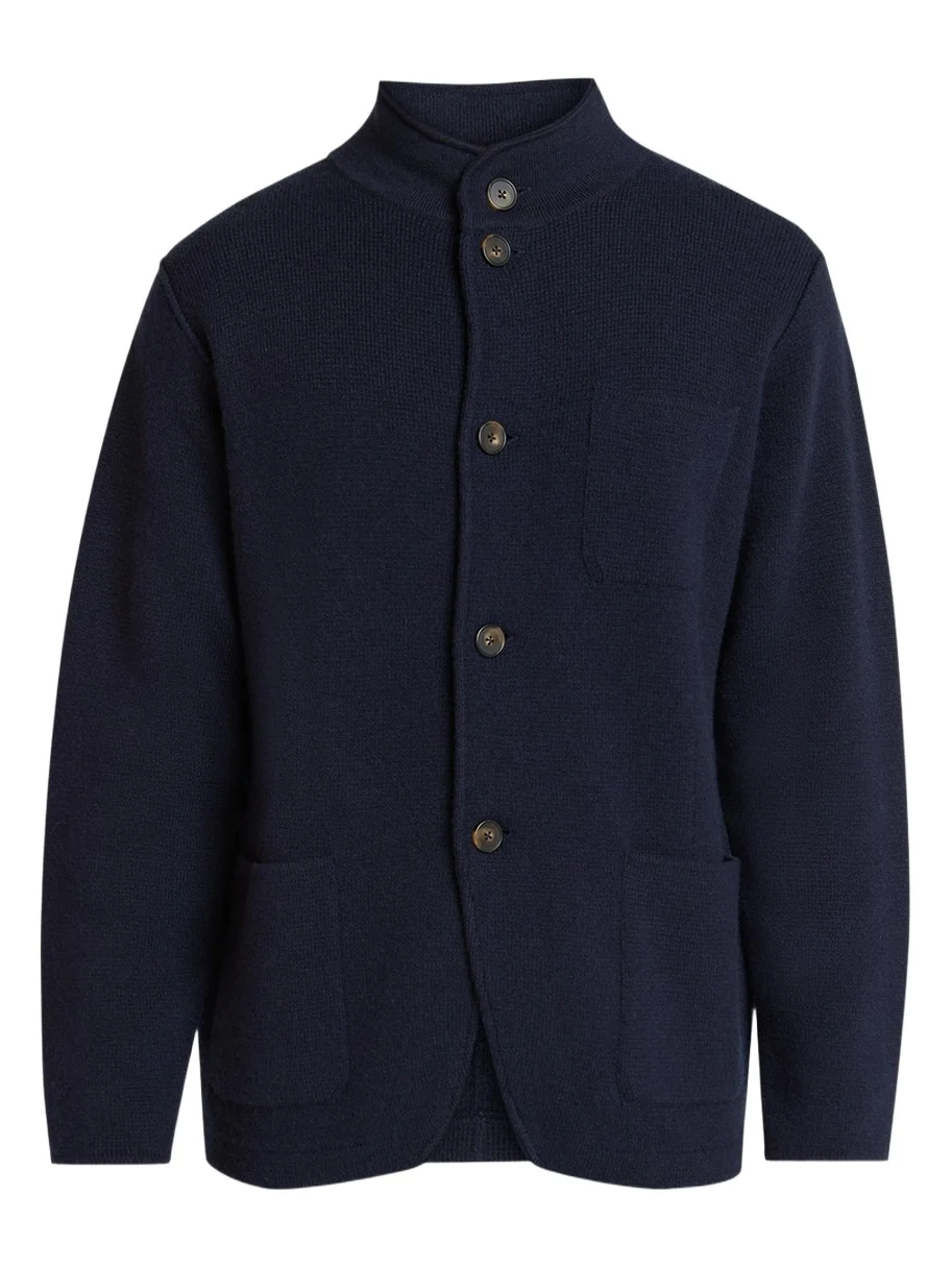 Kiton Men's Punto Cashmere Knit Band-Collar Jacket