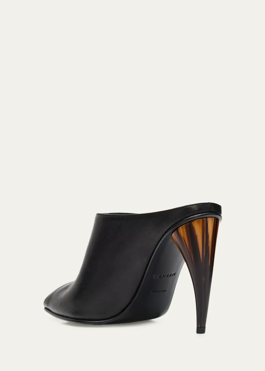 Alexander McQueen 105mm Horn Leather Peep-Toe Mules | Thumbnail 2