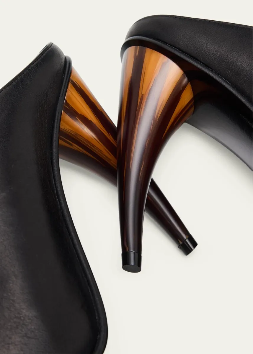 Alexander McQueen 105mm Horn Leather Peep-Toe Mules | Thumbnail 3