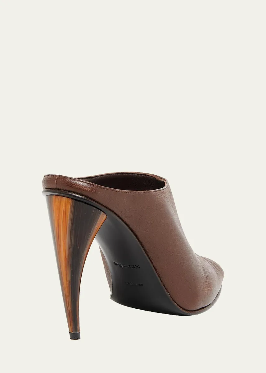 Alexander McQueen 105mm Horn Leather Peep-Toe Mules | Thumbnail 4