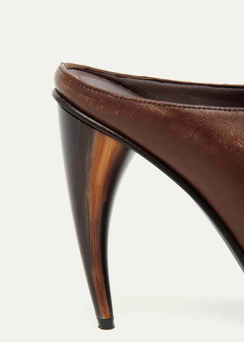 Alexander McQueen 105mm Horn Leather Peep-Toe Mules | Thumbnail 5