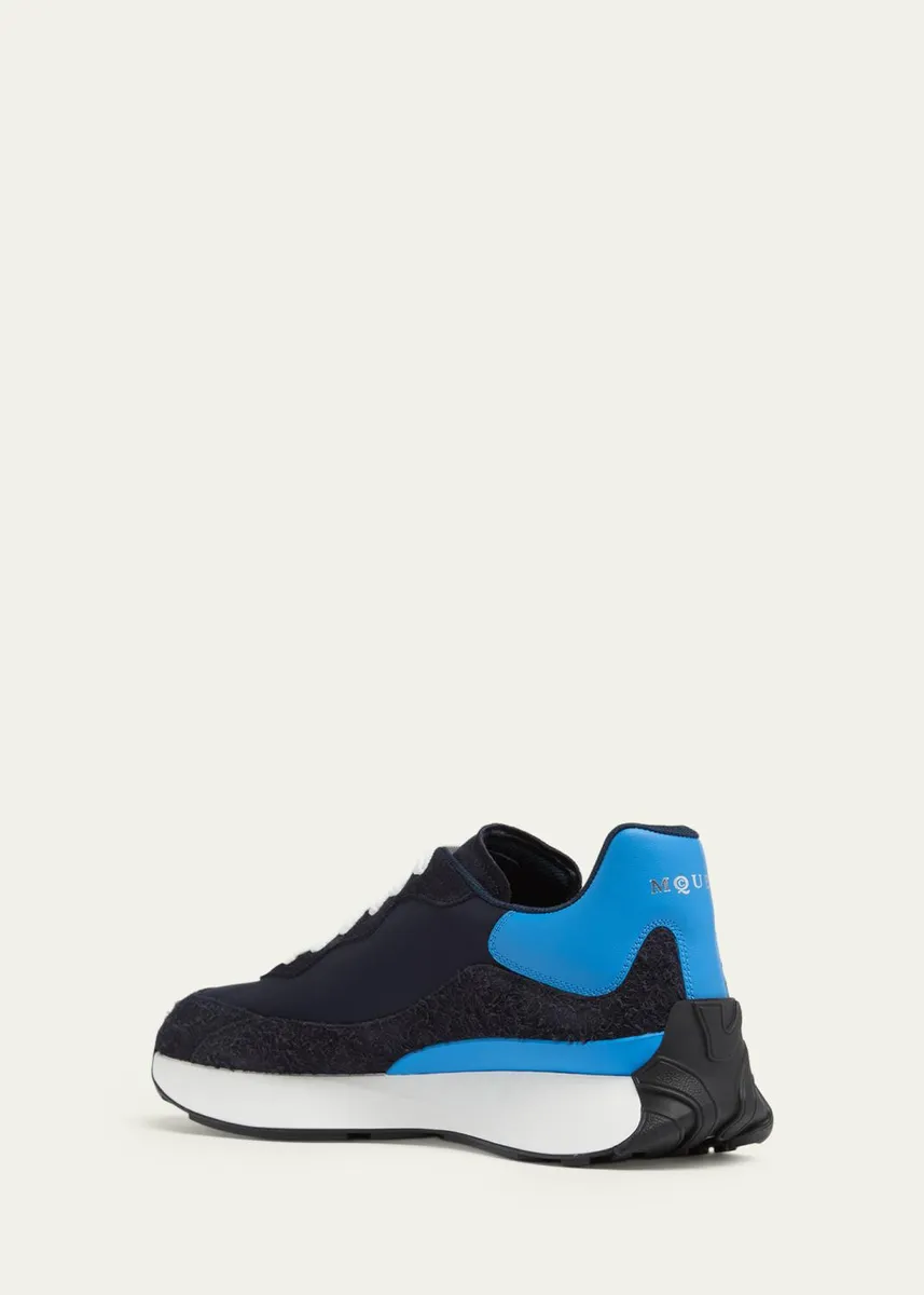 Alexander McQueen Men's Sprint Runner Mixed Media Sneakers | Thumbnail 2 Alexander McQueen Men's Sprint Runner Mixed Media Sneakers | Thumbnail 2