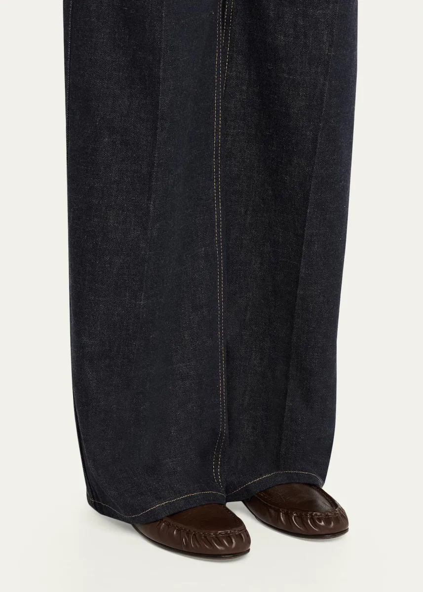 Brunello Cucinelli Leather Ruched Penny Loafers w/ Monili | Thumbnail 2