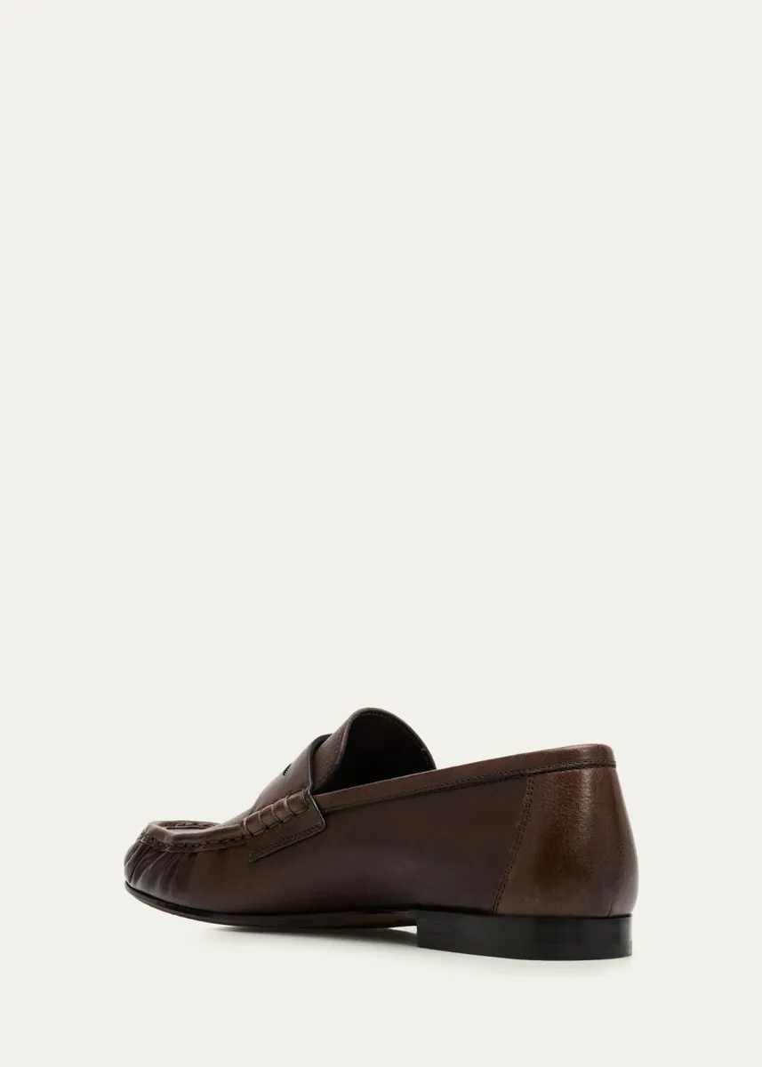Brunello Cucinelli Leather Ruched Penny Loafers w/ Monili | Thumbnail 4