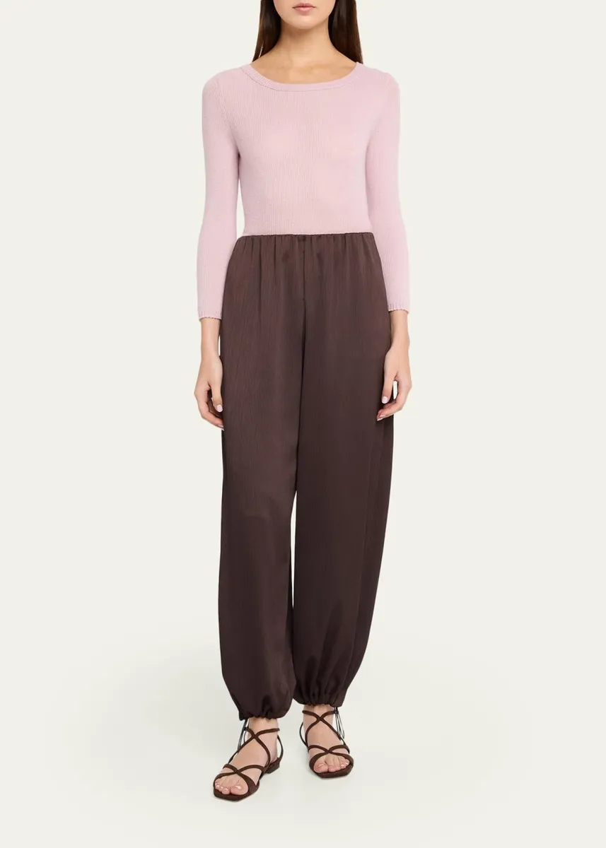 Vince Mid-Rise Plissé Satin Bubble Pants | Thumbnail 2