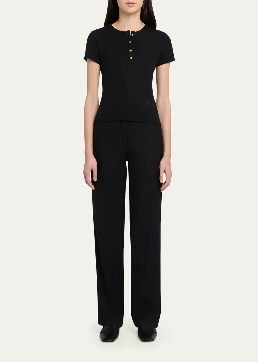 Burberry Cotton Rib Knit T-Shirt | Thumbnail 2