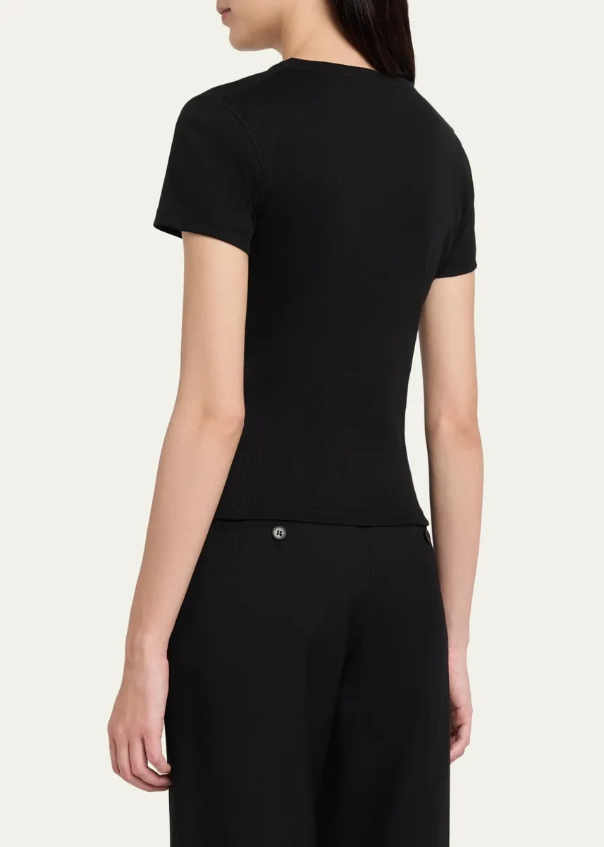 Burberry Cotton Rib Knit T-Shirt | Thumbnail 3