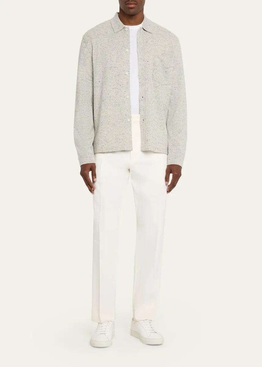 OFFICINE GÉNÉRALE Men's Wool/Cashmere Melange Knit Long-Sleeve Shirt | Thumbnail 2