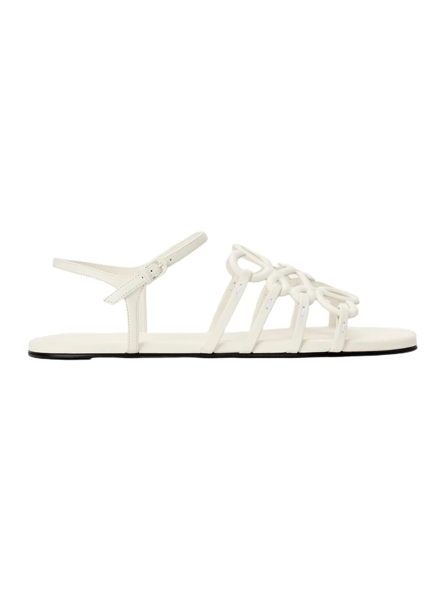 Loewe x Paula's Ibiza Petal Anagram Leather Ankle-Strap Sandals