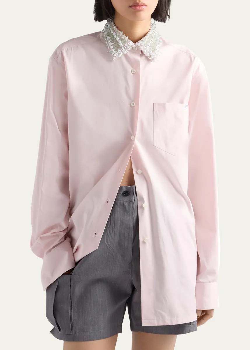 Prada Embroidered Poplin Shirt | Thumbnail 4