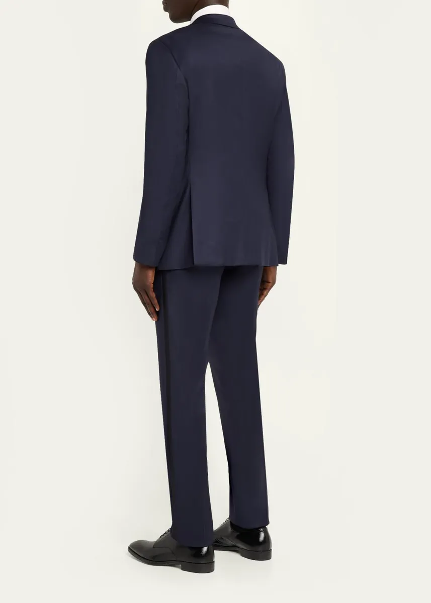 Giorgio Armani Men's Soft Woven Satin-Trim Single-Breasted Suit | Thumbnail 3 Giorgio Armani Men's Soft Woven Satin-Trim Single-Breasted Suit | Thumbnail 3