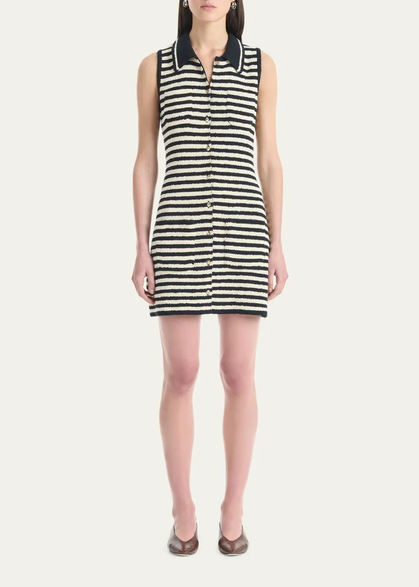 Altuzarra Mamie Striped Knit Button-Front Mini Polo Dress | Thumbnail 2 Altuzarra Mamie Striped Knit Button-Front Mini Polo Dress | Thumbnail 2