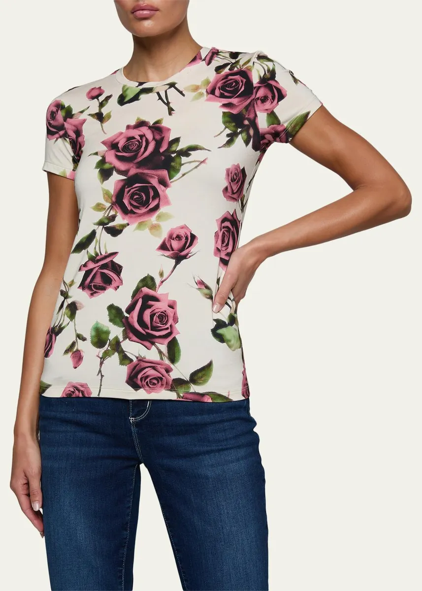 L'Agence Ressi Short-Sleeve Rose Tee | Thumbnail 4 L'Agence Ressi Short-Sleeve Rose Tee | Thumbnail 4