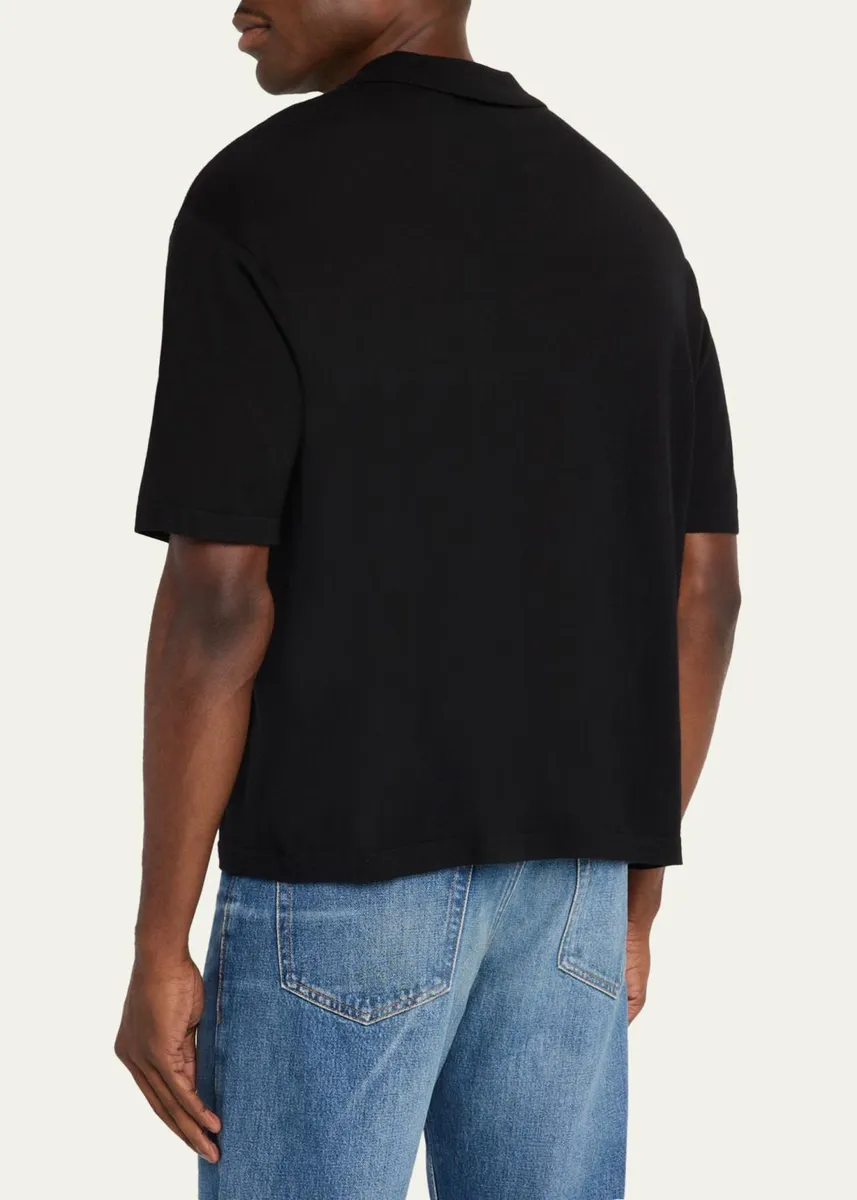 Frame Men's Wool and Cashmere Johnny Collar Short-Sleeve Polo Sweater | Thumbnail 3 Frame Men's Wool and Cashmere Johnny Collar Short-Sleeve Polo Sweater | Thumbnail 3