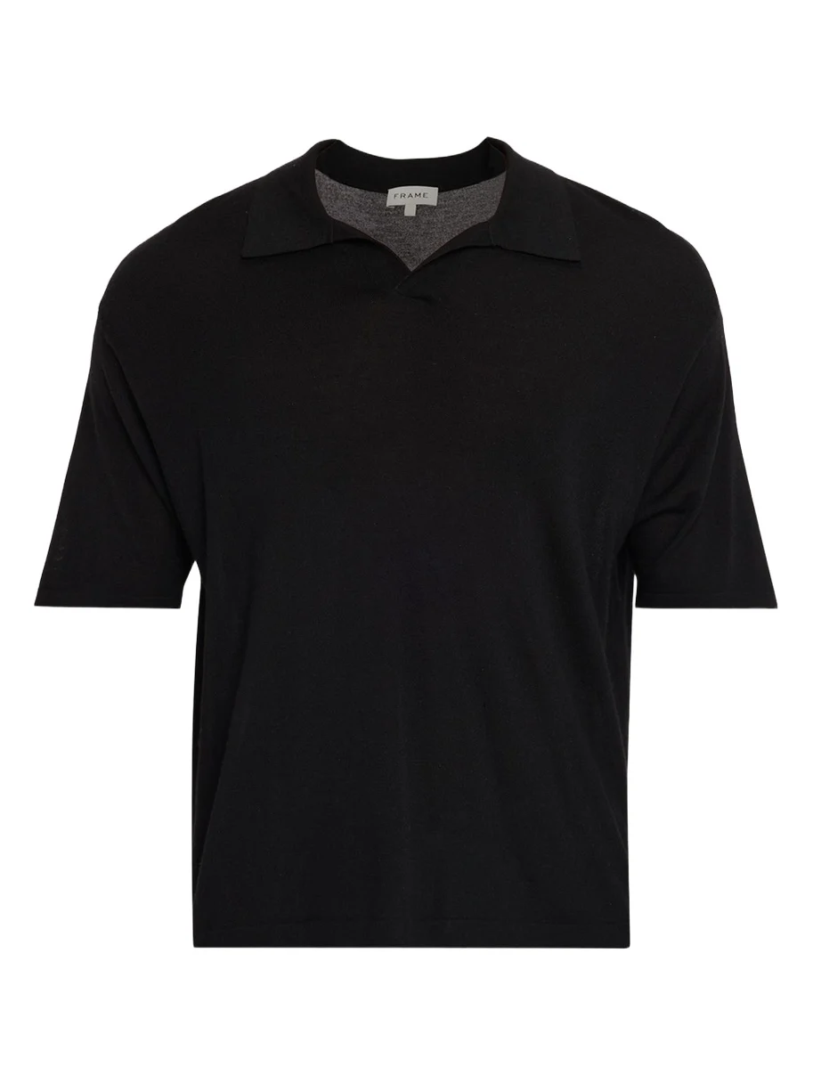Frame Men's Wool and Cashmere Johnny Collar Short-Sleeve Polo Sweater