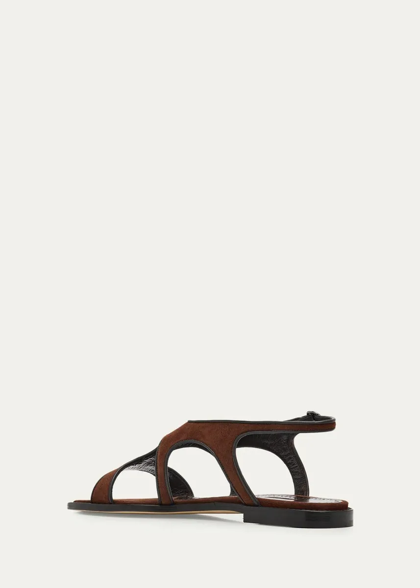 Manolo Blahnik Rufina Leather-Trimmed Suede Sandals | Thumbnail 4 Manolo Blahnik Rufina Leather-Trimmed Suede Sandals | Thumbnail 4