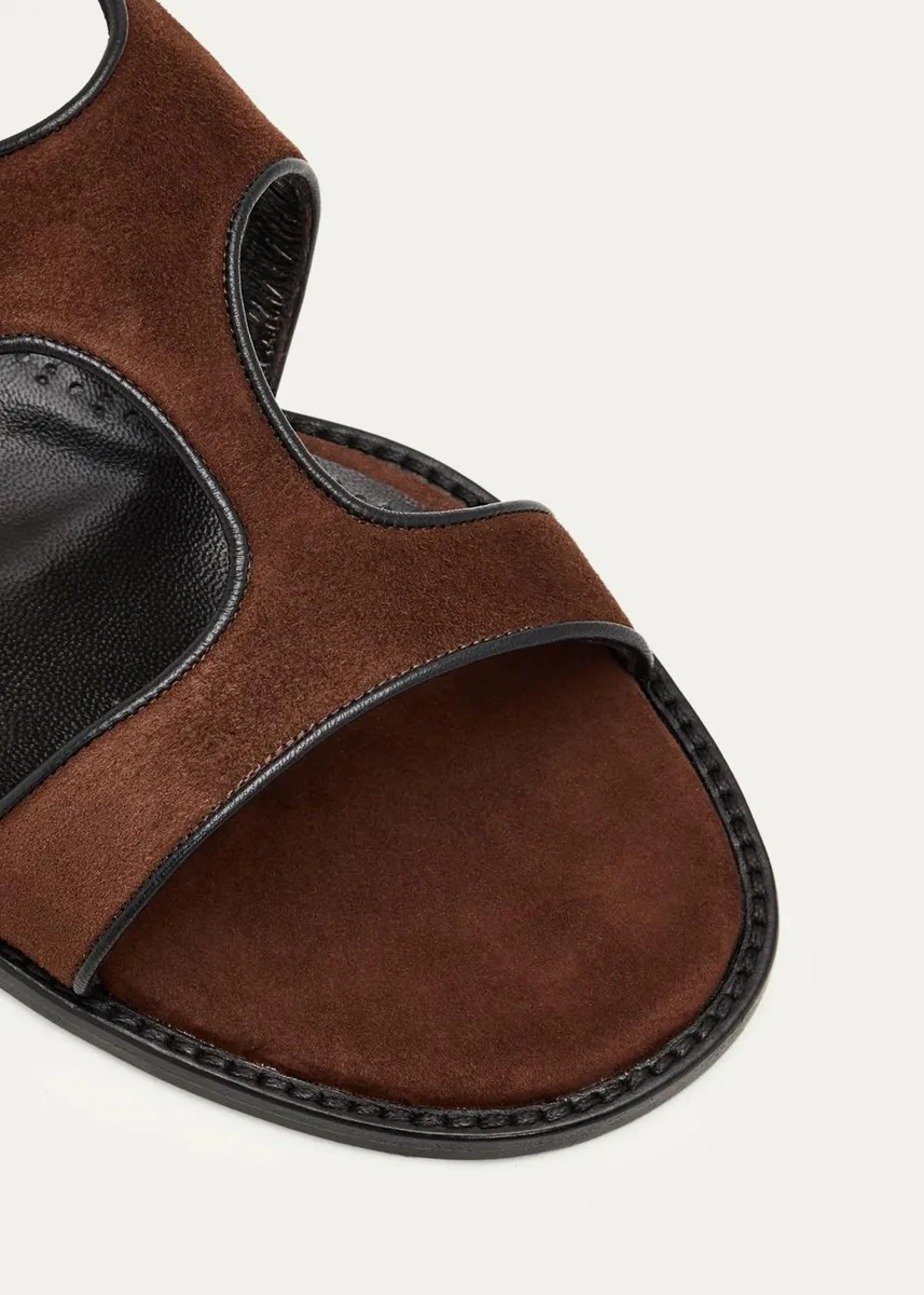 Manolo Blahnik Rufina Leather-Trimmed Suede Sandals | Thumbnail 5 Manolo Blahnik Rufina Leather-Trimmed Suede Sandals | Thumbnail 5
