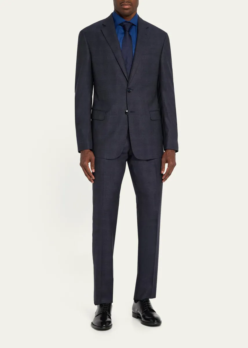 Giorgio Armani Men's Tonal Check Single-Breasted Suit | Thumbnail 2 Giorgio Armani Men's Tonal Check Single-Breasted Suit | Thumbnail 2