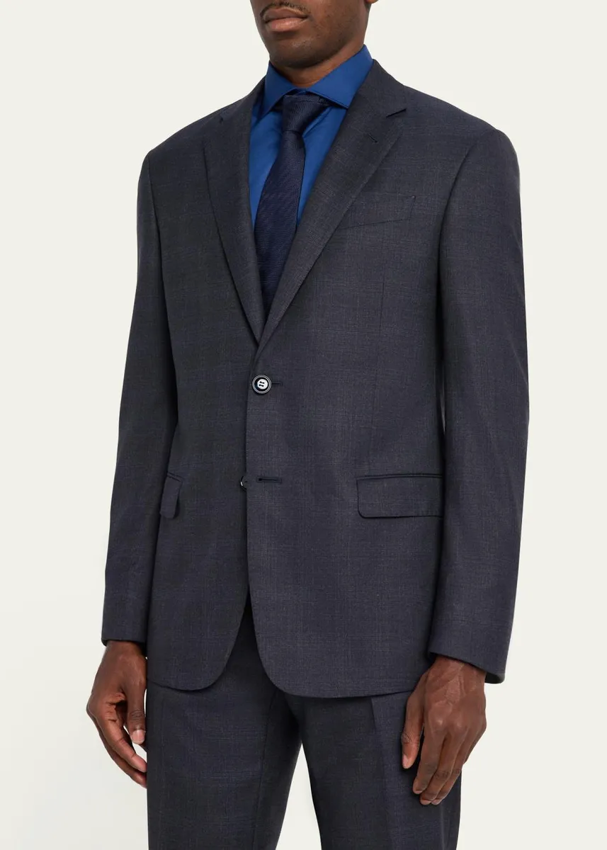 Giorgio Armani Men's Tonal Check Single-Breasted Suit | Thumbnail 4 Giorgio Armani Men's Tonal Check Single-Breasted Suit | Thumbnail 4