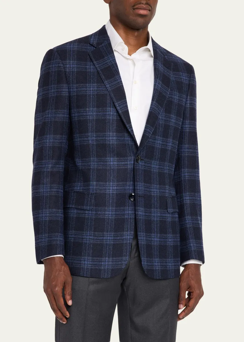 Giorgio Armani Men's Glen Plaid Single-Breasted Sport Coat | Thumbnail 4
