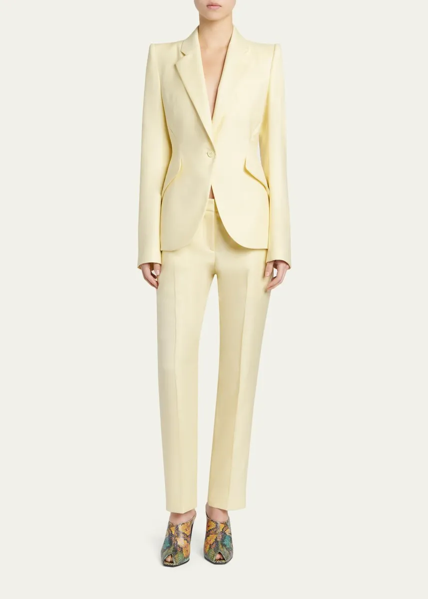 Alexander McQueen Single-Breasted Crepe Slim Jacket | Thumbnail 2 Alexander McQueen Single-Breasted Crepe Slim Jacket | Thumbnail 2
