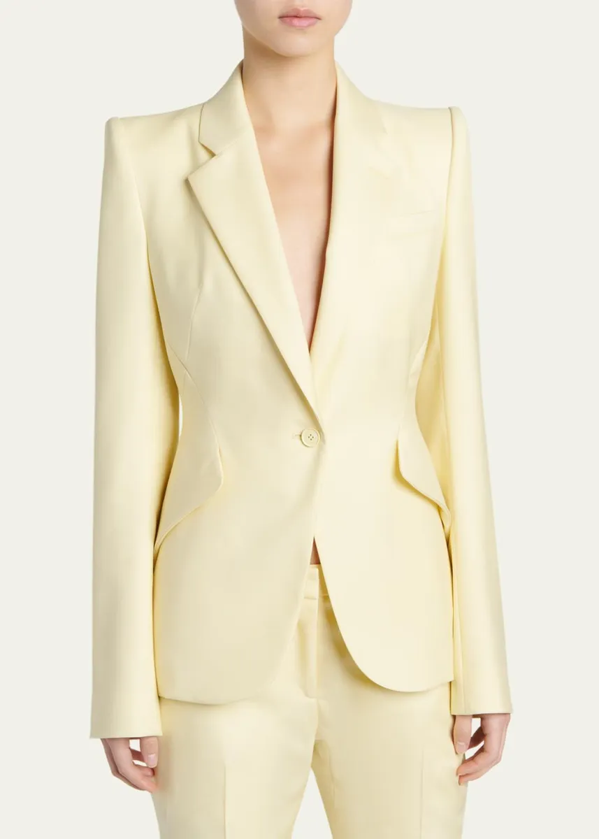 Alexander McQueen Single-Breasted Crepe Slim Jacket | Thumbnail 4 Alexander McQueen Single-Breasted Crepe Slim Jacket | Thumbnail 4