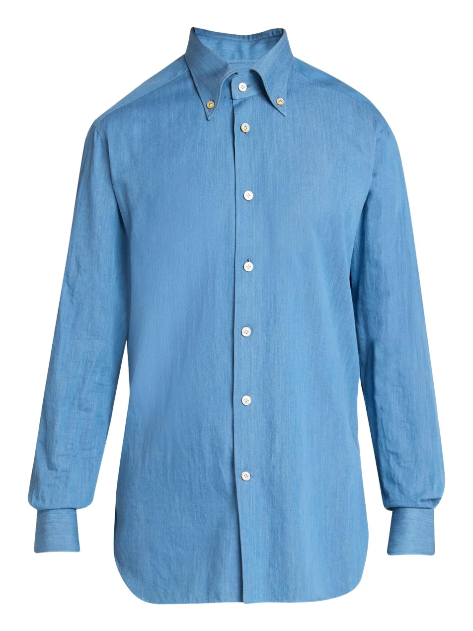 Kiton Men's Cotton Chambray Button-Down Shirt