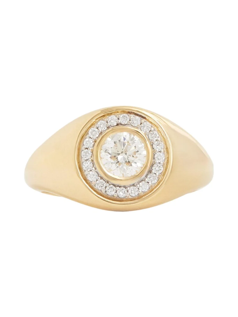 18K Yellow and White Gold Bezel Set Round Diamond Ring