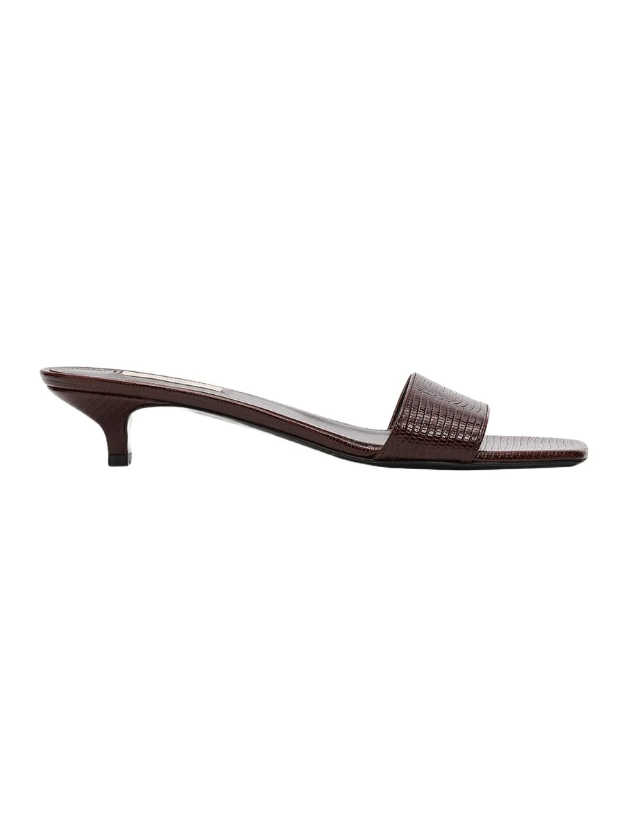 TOTEME Lizard Leather Kitten-Heel Sandals