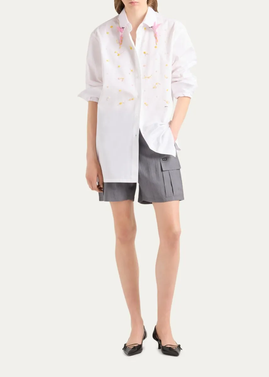 Prada Embellished Cotton Button-Down Shirt | Thumbnail 2