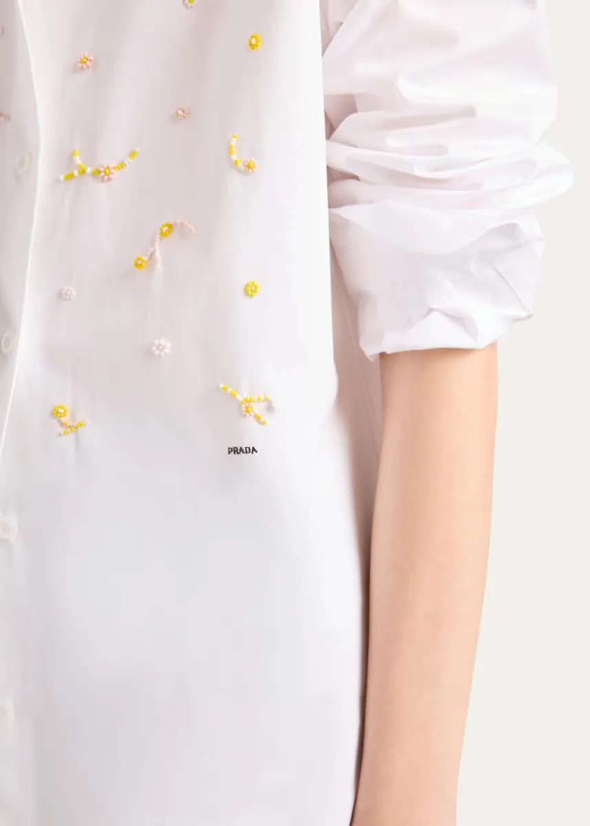 Prada Embellished Cotton Button-Down Shirt | Thumbnail 5