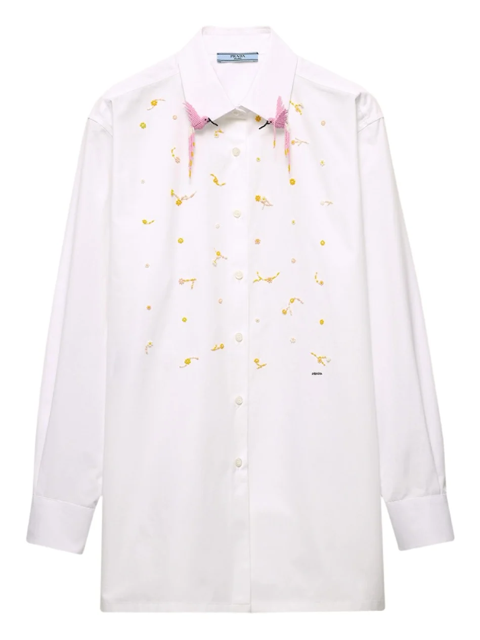 Prada Embellished Cotton Button-Down Shirt
