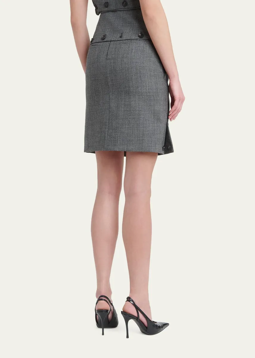 Ferragamo Double-Breasted Mouline Wool Mini Skirt | Thumbnail 3 Ferragamo Double-Breasted Mouline Wool Mini Skirt | Thumbnail 3