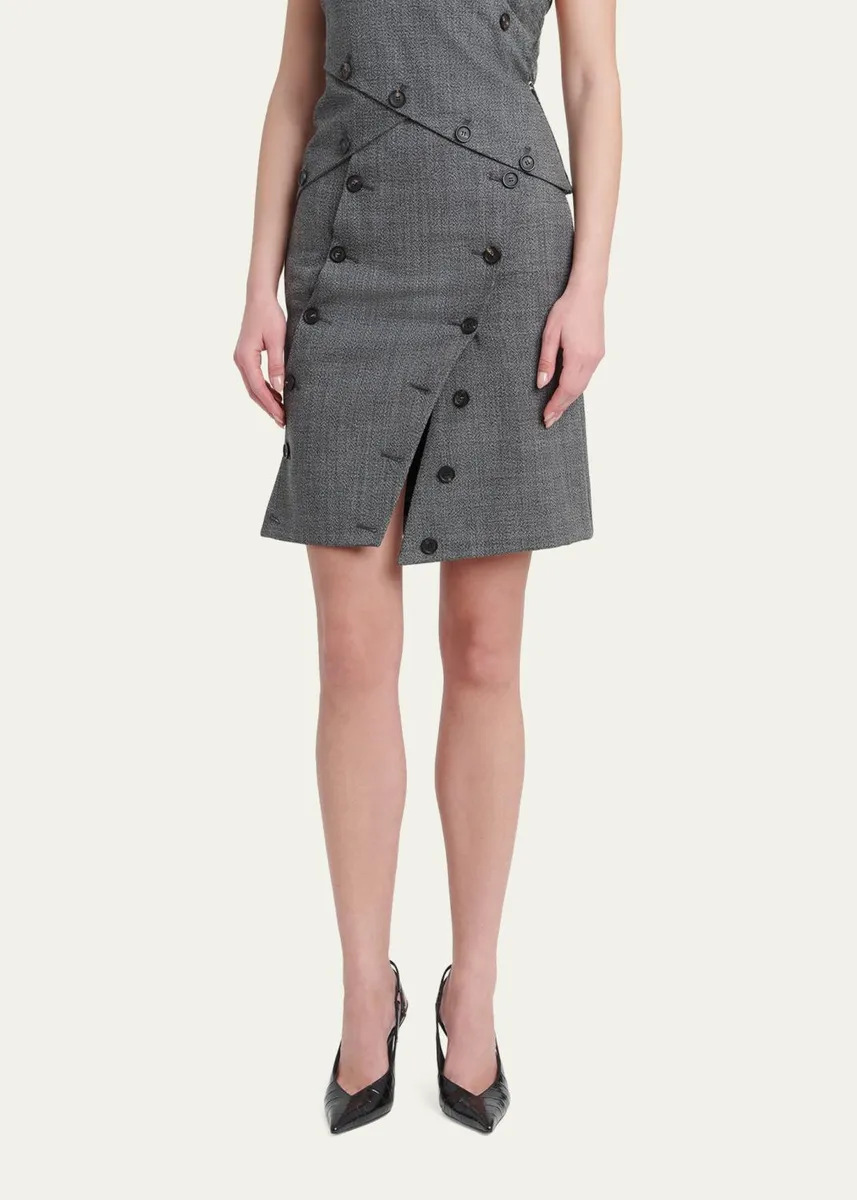 Ferragamo Double-Breasted Mouline Wool Mini Skirt | Thumbnail 4 Ferragamo Double-Breasted Mouline Wool Mini Skirt | Thumbnail 4