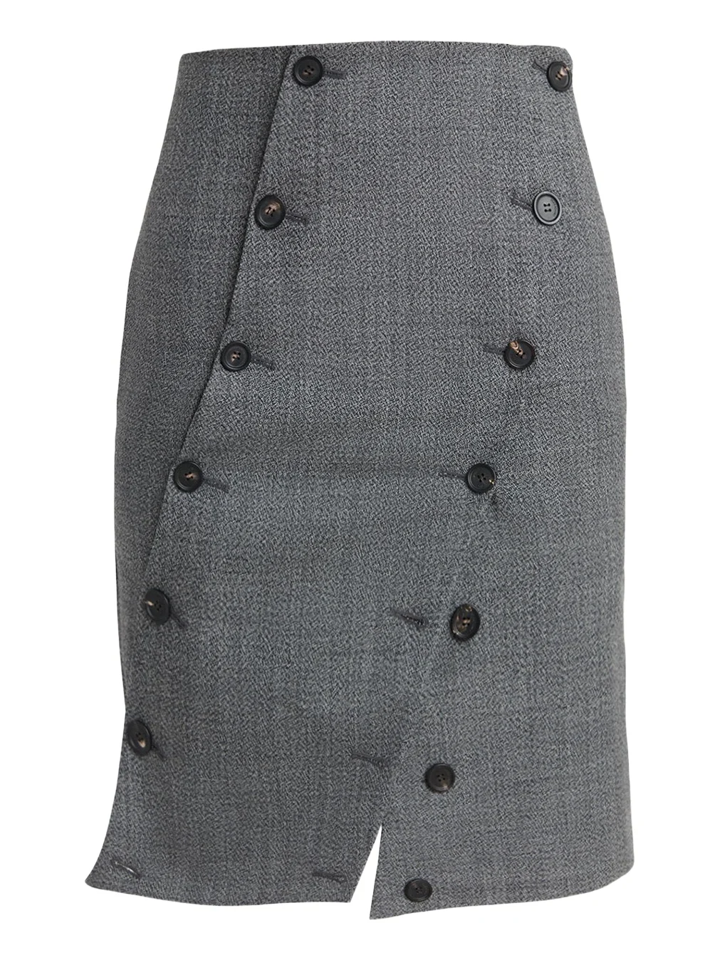 Double-Breasted Mouline Wool Mini Skirt