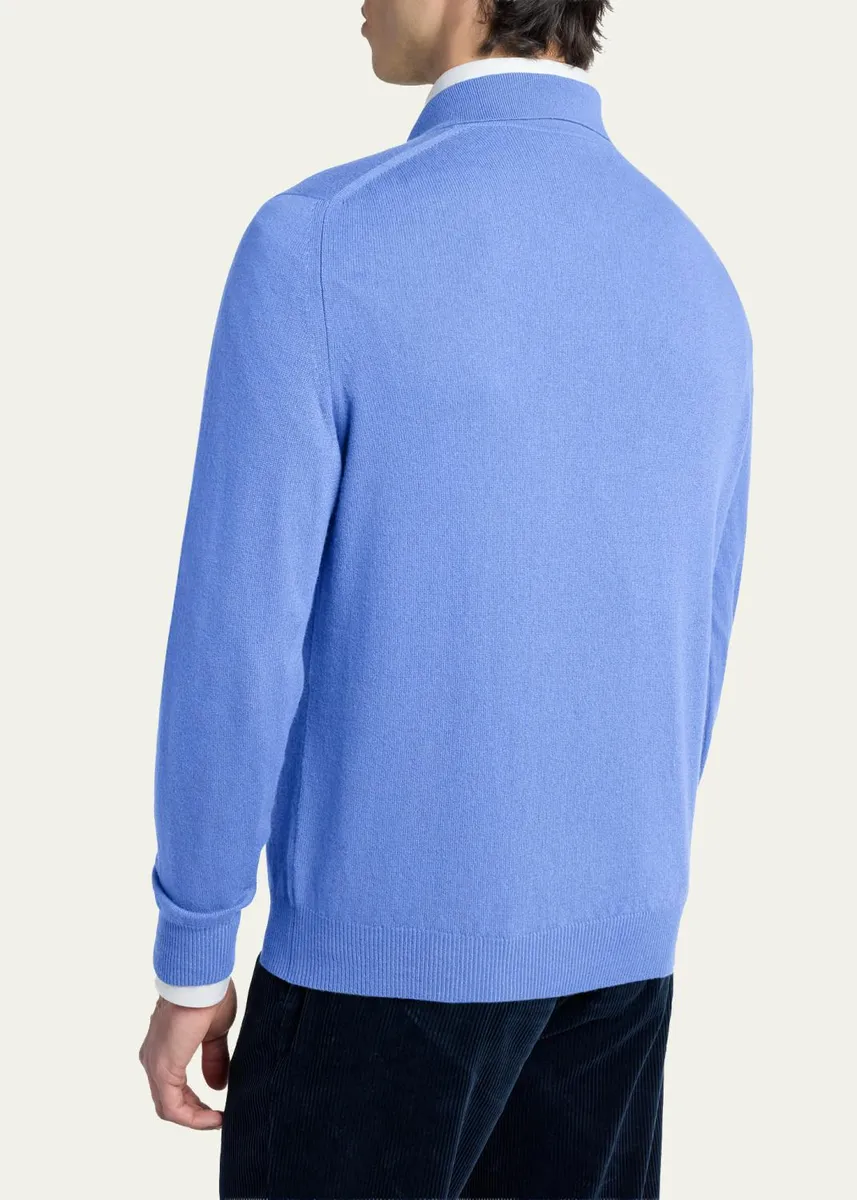 Kiton Men's Vicuna Wool and Cashmere Polo Sweater | Thumbnail 3