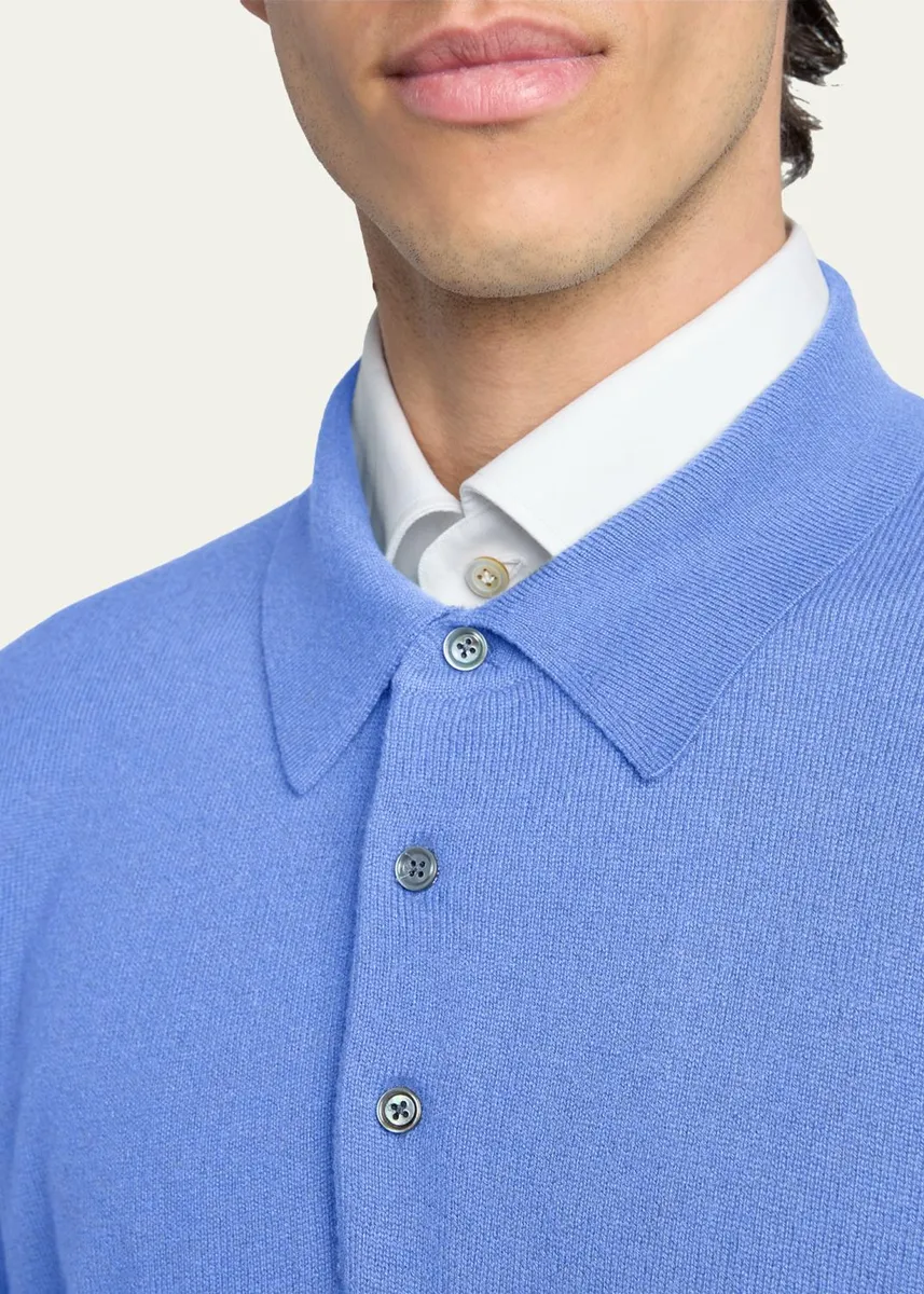 Kiton Men's Vicuna Wool and Cashmere Polo Sweater | Thumbnail 5