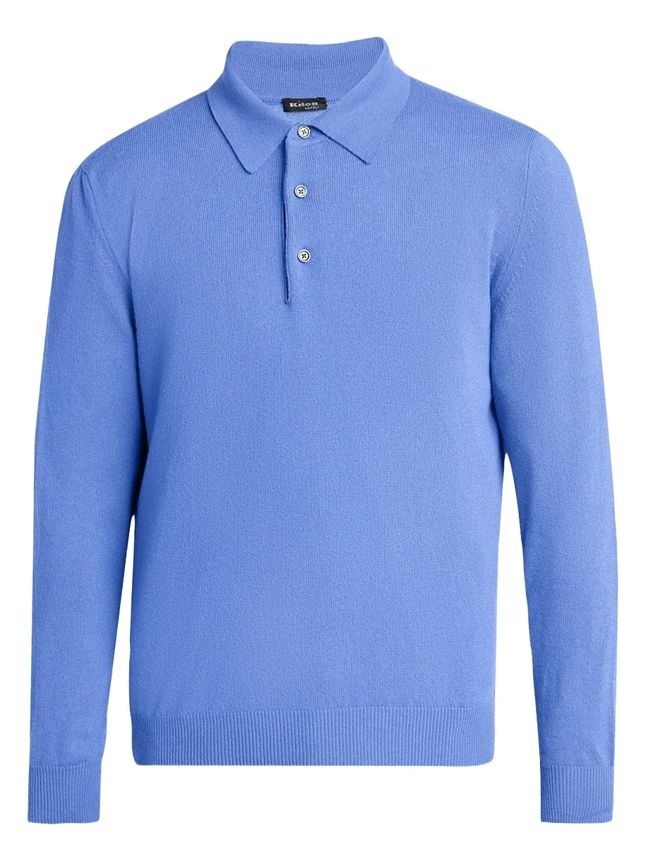 Kiton Men's Vicuna Wool and Cashmere Polo Sweater