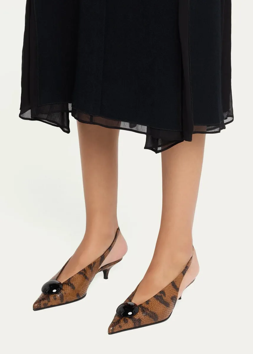 Proenza Schouler Dome Slash 20MM Python-Embossed Leather Slingback Pumps | Thumbnail 2