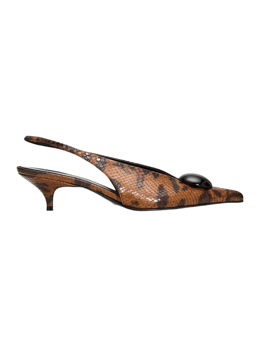 Dome Slash 20MM Python-Embossed Leather Slingback Pumps Dome Slash 20MM Python-Embossed Leather Slingback Pumps