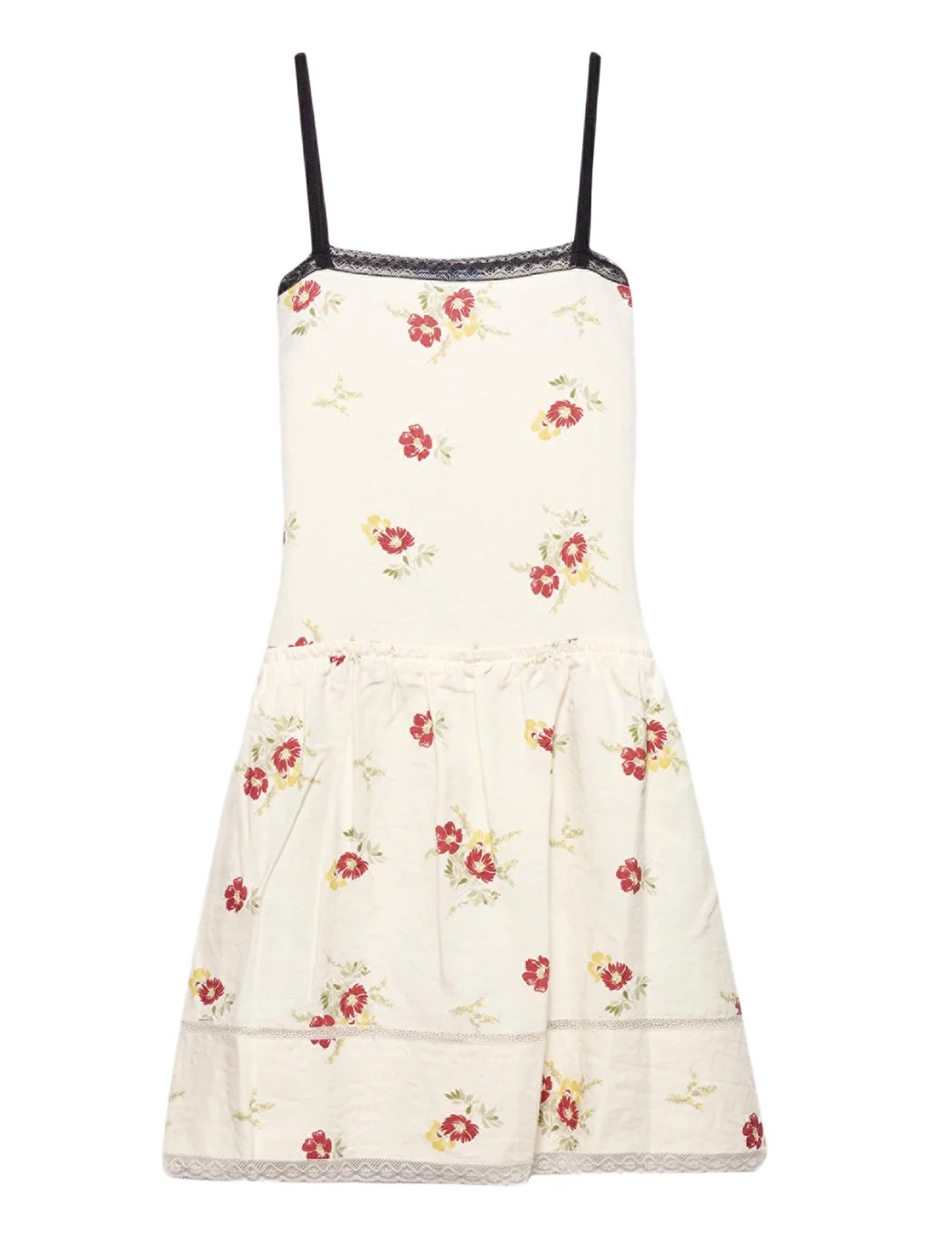 Prada Floral Embroidered Linen Mini Dress
