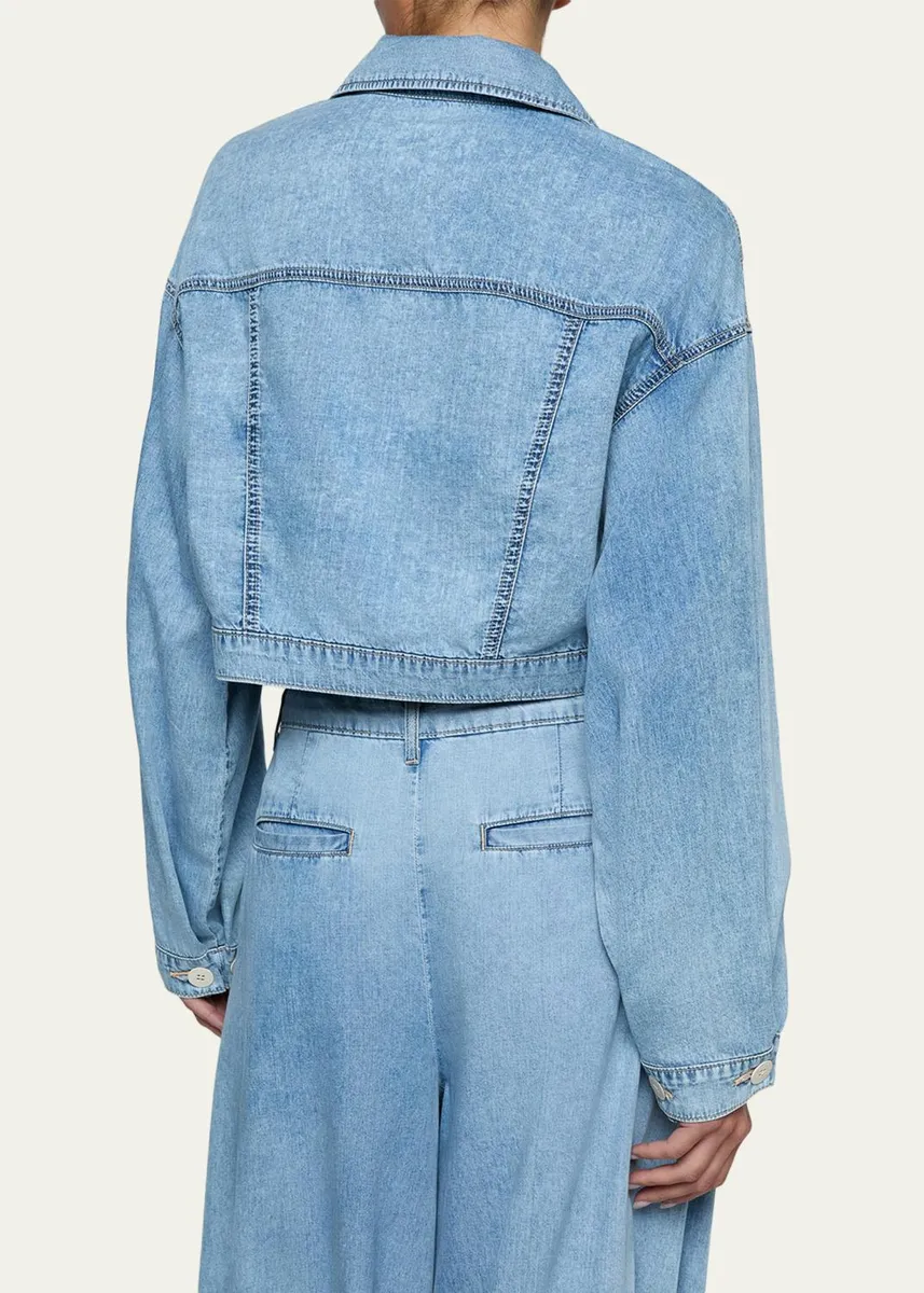 L'Agence Gaines Balloon-Sleeve Denim Jacket | Thumbnail 3