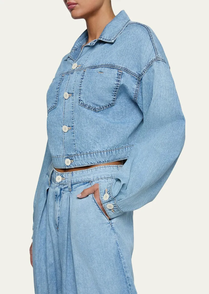 L'Agence Gaines Balloon-Sleeve Denim Jacket | Thumbnail 5