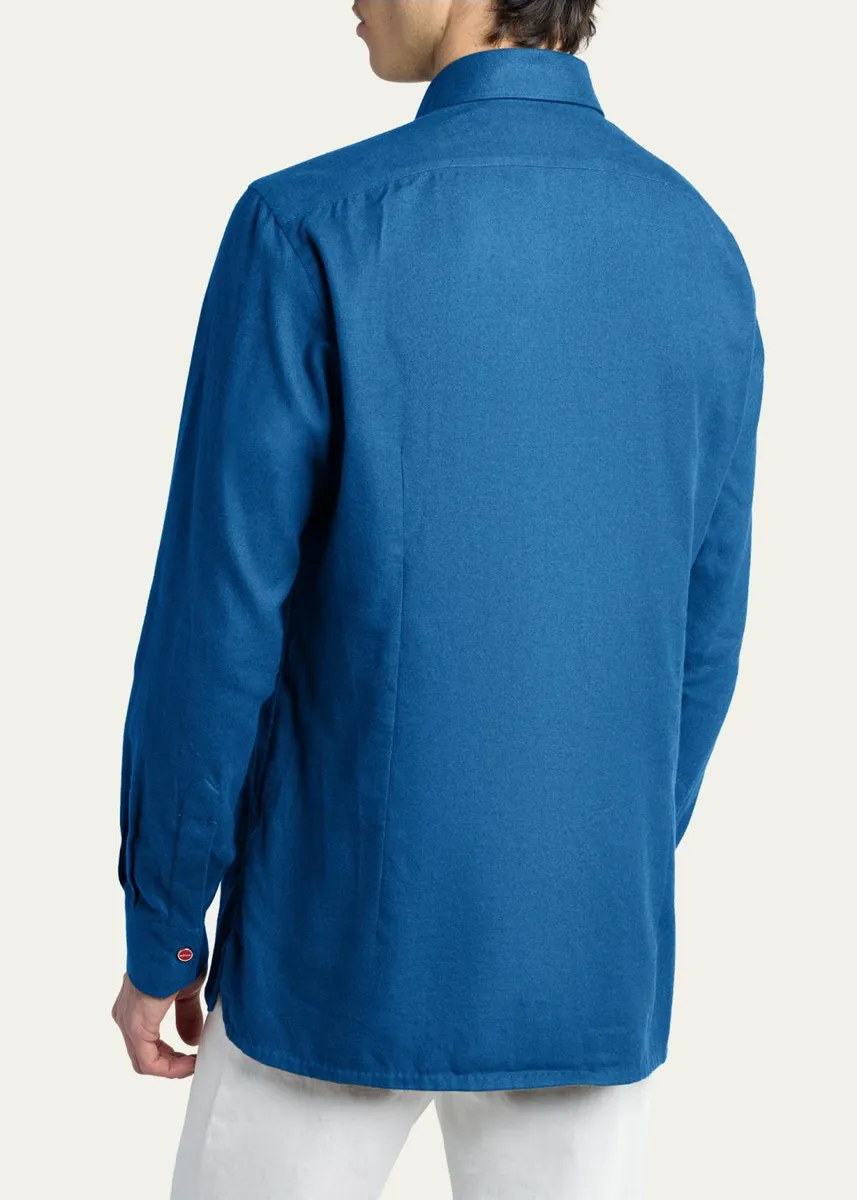 Kiton Men's Solid Cotton Pocket Snap-Front Shirt | Thumbnail 3