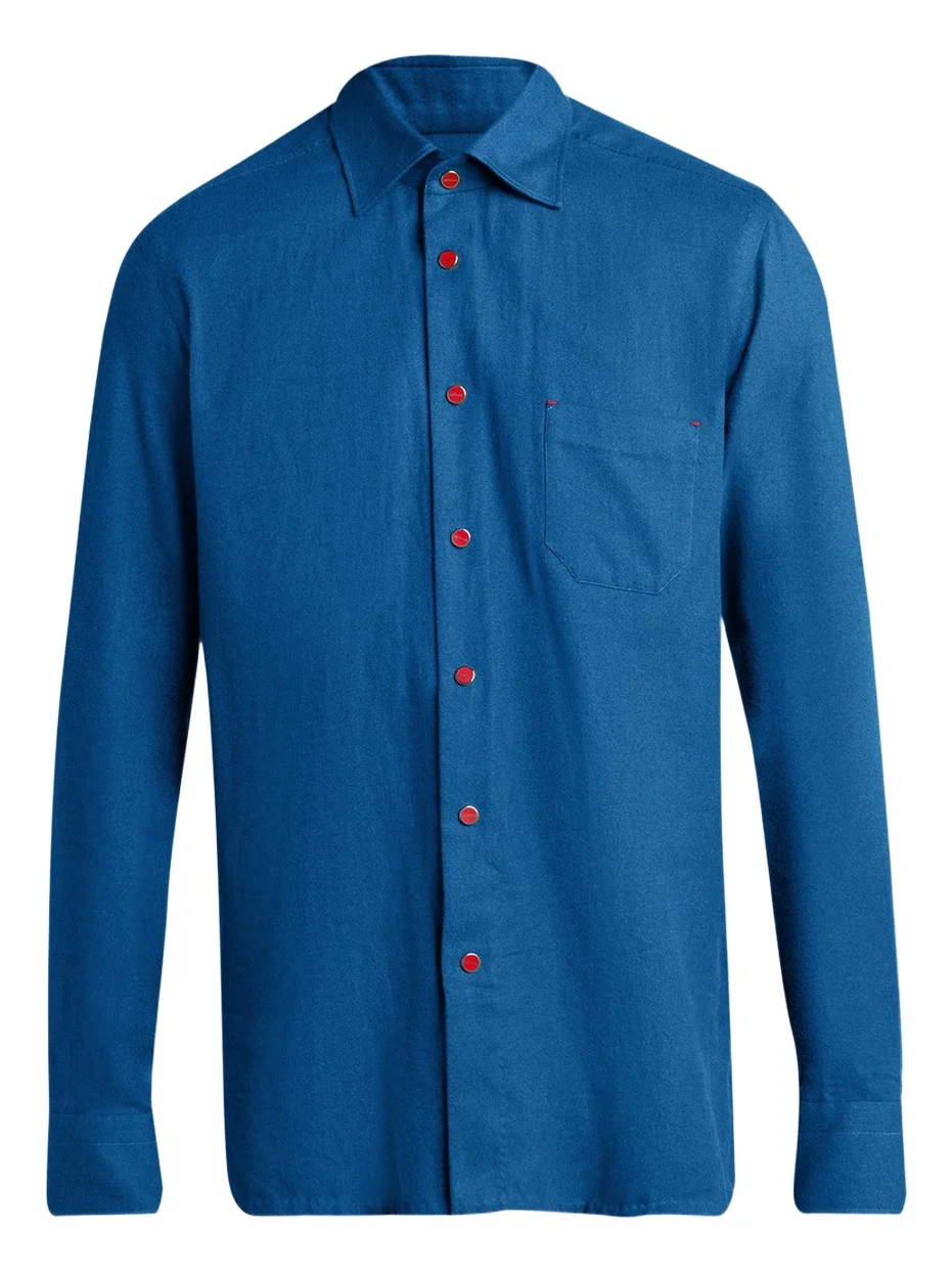 Kiton Men's Solid Cotton Pocket Snap-Front Shirt