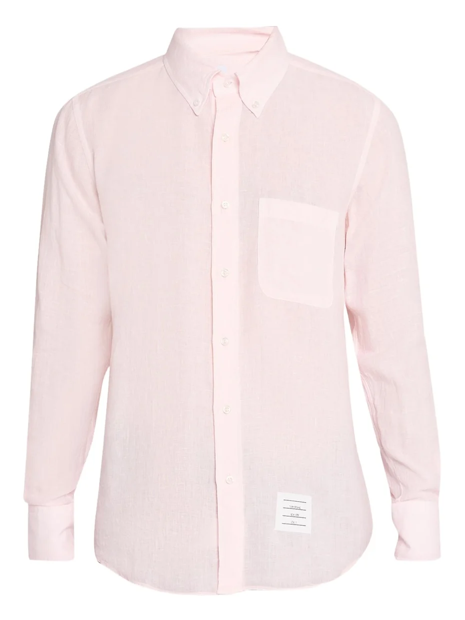 Thom Browne Men's Linen Garment Dyed Button-Down Shirt